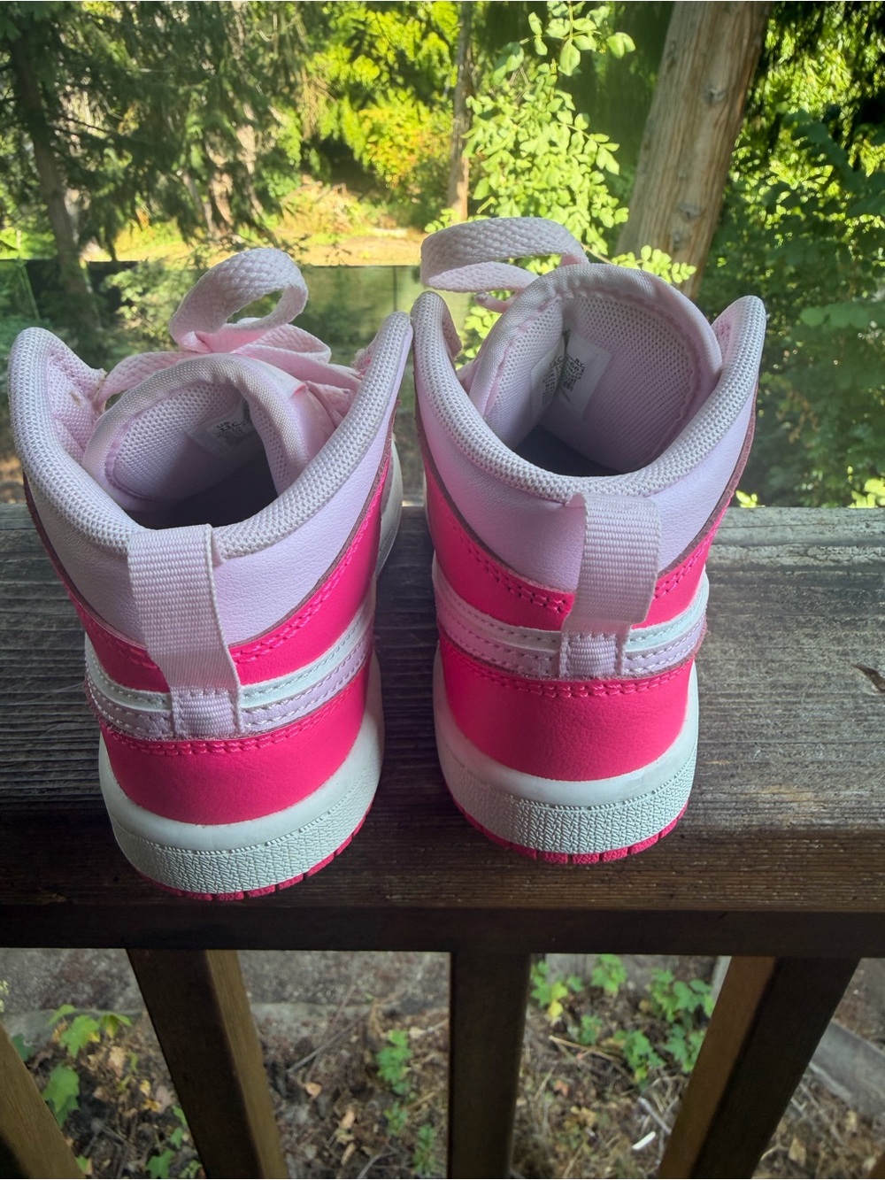Nike Kids High-Top Sneakers - Hot Pink & Light Pink Jordan 1 mid - Picture 4 of 4